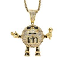 Colgante de Micro pavé de Hip Hop para hombre, collar con piedras de circonia cúbica AAA, con micrófono ostentoso, personaje de dibujos animados, joyería de rapero 2024 - compra barato