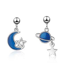 Pendientes con colgante de estrella azul para mujer, aretes con forma de planeta cósmico, regalo creativo de fiesta, joyería SAE370 2024 - compra barato