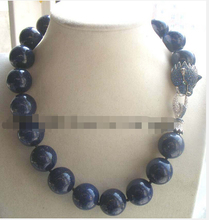 Beautiful lapis lazuli round 14mm leopard clasp necklace 18" nature 2024 - buy cheap