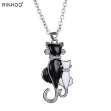 Vintage crystal black Cat Pendant Necklace mother of cats rhinestone animal necklaces family Gifts for mother women jewelry 2024 - buy cheap