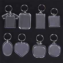Hot Sale 5PCs Rectangle Transparent Blank Acrylic Insert Photo Picture Frame Keyring Keychain DIY Split Ring Key Chain Gift 2024 - buy cheap
