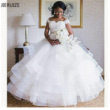 Белое кружевное свадебное платье JIERUIZE с аппликацией в несколько рядов, свадебные платья с открытыми плечами 2024 - купить недорого