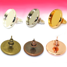 20sets bullet Ear Nut+Stud Earring Blank Inner 14mm Bezel Setting Tray Antique Bronze,Silver,Gold for Glass Cabochons 2024 - buy cheap