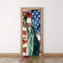 Pegatinas de pared con imagen de la Estatua de la libertad y la bandera de los Estados Unidos, calcomanías de papel pintado para puerta, decoración del hogar, July0202, 2 paneles 2024 - compra barato