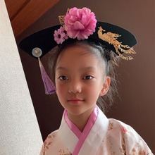 Child Girl Cosplay Flower Pearl Headwear Hat Princess Chinese National Ancient Costume Hairbands Wedding Hair Sticks Accessories 2024 - buy cheap