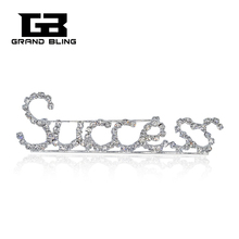 GRANDBLING-broche único de diamantes de imitación, joyería "el éxito", solapa de la palabra, accesorios de joyería 2024 - compra barato