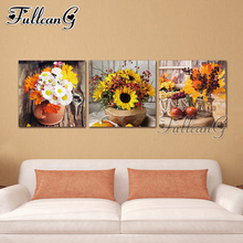 FULLCANG diy 5d diamond embroidery sunflower triptych painting 3 piece full square/round drill mosaic pattern home decor FC650 2024 - buy cheap