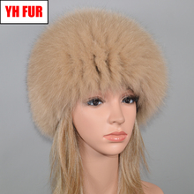 New Women Outdoor Winter Natural Real Fox Fur Hat Russia Elastic Warm Soft Fluffy Genuine Fox Fur Cap Real Fox Fur Bomber Hats 2024 - buy cheap
