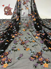 Tela de malla de tul bordada con lentejuelas, tejido de encaje de flores hermosas, SYJ-5224 de gran calidad, novedad 2024 - compra barato