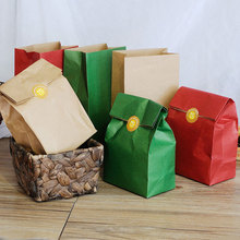 20Pcs Wholesale Green/Red Kraft Paper Bags Gift Baked Food Bread Party Dessert Packaging Bag Small Snack Chocolate Package Bag 2024 - buy cheap
