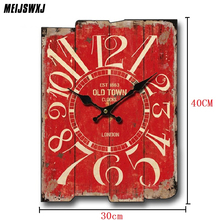 Meijswxj-Reloj De pared De madera, Decoración Retro creativa para el hogar, 30cm x 40cm 2024 - compra barato