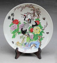 Exquisite Chinese Handmade Archaistic Famille Rose Porcelain Plate Painted With Double Cranes and Flowers 2024 - buy cheap