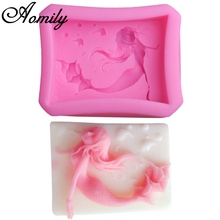 Aomily 3D Mermaid Shape Silicone Mold Homemade Soap Mold DIY Chocolate Jelly Pudding Reusable Mould Cake Decorating Tools 2024 - buy cheap