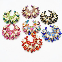 New Arrival Hot Selling Purple Crystals Flower Wedding Bouquet Brooch Gold Tone Purple blue colorful red green pink black brooch 2024 - buy cheap