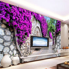 beibehang wallpaper for  purple flower wall TV backdrop wallpaper background wallpaper living room sofa mural papel de parede 2024 - buy cheap