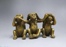 China escultura de bronze esculpida belas copper Feng Shui sorte três Estátua macaco 2024 - compre barato