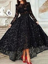 Vestidos de Fiesta de manga larga asimétricos de encaje, vestido de noche negro, vestido Formal de fiesta, Túnica de soriee, 2019 2024 - compra barato