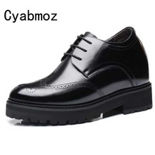 High Platform Thick Sole Genuine Leather Height Increasing 12 CM Wedding Elevator Shoes Man High Heels Brogues Shoes Oxfords 2024 - buy cheap
