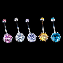 New Romantic Brand AAA Zircon Style Crystal Body Jewelry Belly Button Ring Body Piercing Navel Piercing Pink Blue Color Ombligo 2024 - buy cheap