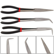 3X 11 inch EXTRA LONG NOSE PLIERS SET STRAIGHT & BENT TIP MECHANIC GRIP HAND TOOL 2024 - buy cheap