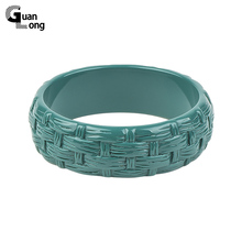 GuanLong Rattan Weave Pattern Bangles & Bracelets For Women Resin Acrylic Bracelet For Girls 2021 Korean Simple Party Jewelry 2024 - buy cheap