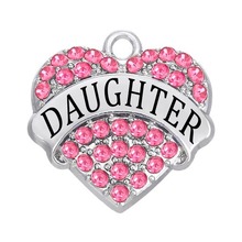 Jewelry Making Diy Fashion Crystal Daughter Name Heart Charm Daughter Gift Jewelry Wholesale 2024 - buy cheap