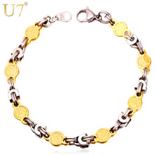 U7 Gold Color Bracelet Men Jewelry Wholesale New Peace Symbol Pattern 316L Stainless Steel Mens Bracelets  H784 2024 - buy cheap