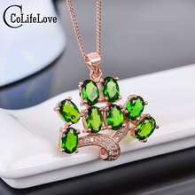 Colgante de árbol de moda para mujer, colgante de diópsido en cromo y plata 925, 4mm x 6mm, diopside natural, color sólido, Esmeralda rusa, 8 Uds. 2024 - compra barato