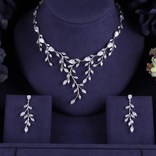 Janeklly-collar de boda con Circonia cúbica transparente para mujer, aretes, accesorios, conjuntos de joyería nupcial, moda 2024 - compra barato