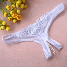 New Women Sexy Opening Crotch Panties Ladies Lace Briefs Underpants Female Lingerie Sexy Underwear Women Pearls Thong G-String 2024 - buy cheap