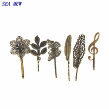 SEA MEW Vintage Hair Clips Antique Bronze Plated Women's Hairgrip Barrettes Setting For Jewelry Making 2024 - buy cheap