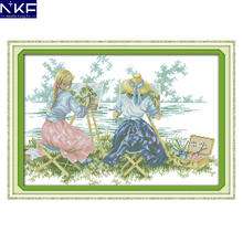 NKF Kit Ponto Cruz Contado Pintura Da Vida Impresso 14CT 11CT Bordado DIY Handmade Needlework Artesanato Algodão de ponto-Cruz 2024 - compre barato