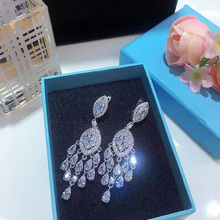 YAN MEI European And American Fashionable Big Exquisite Plant Zircon Horses Eyes Wedding Dress Clear Rhinestone Earrings GLE6277 2024 - buy cheap