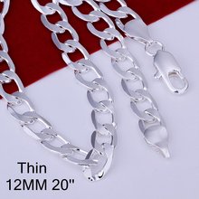 Оптовая продажа! Ожерелье N202 из серебра 925 пробы с панцирным плетением 12 мм 20 дюймов 2024 - купить недорого