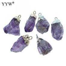 5Pcs/Lot Natural Purple Stone Raw Amethysts Pendant 15-37mm Gold color plated Charm healing crystal Necklace Pendant Finding 2024 - buy cheap