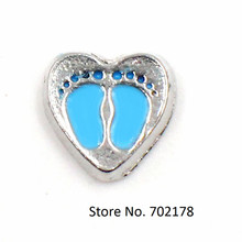 10pcs FC175  foot print heart DIY floating locket charm fit living memory floating locket as gift 2024 - buy cheap