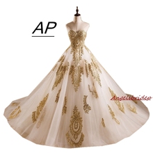 ANGELSBRIDEP Quinceanera Dresses 2021 Sweetheart Gold Appliques Court Train Vestidos De 15 Anos Ball Gown Debutante Gown Hot 2024 - buy cheap