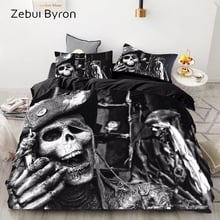 luxury Bedding Sets 3D Custom,Duvet Cover Set Queen/King,Quilt/Blanket Cover Set,3 PCS Bed se,Black Skeleton Pirates bed linen 2024 - buy cheap