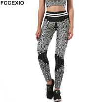 FCCEXIO Fashion Aztec Ombre B Mandala Leggings Women High Waist Plus Size Sexy Legging Workout Digital Print Fitness Leggins 2024 - buy cheap