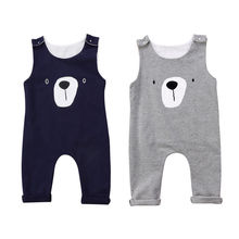 Citgeett Kids Baby Boys Girls Sleeveless Button Romper Cartoon Bear Jumpsuit Clothes Summer Cute Outfits 0-24M SS 2024 - buy cheap