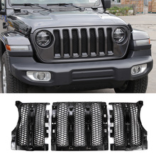 JXKaFa Fit For Jeep Wrangler JL 2018 Car Front Grill Grille Mesh Cover Trim Styling Car Exterior Parts Accessories ABS 3Pcs/set 2024 - buy cheap