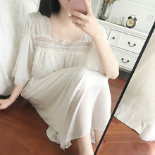 ew Pregnant Women Nightgowns Sleepshirt Lace Sleepwear Vintage Nightdress Nightwear Solid Nightgown Female Home Dress 2024 - buy cheap
