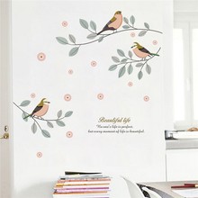 cartoon birds tree branch wall decals living room bedroom home decor pvc wall stickers diy mural art decorative posters 2024 - buy cheap