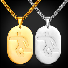 2 Pcs Dog Tag Double Necklace Pendant With Football  Sport Jewelry 2016 Stainless Steel/Gold Color Chain Men/Women Gift GP2247 2024 - buy cheap