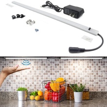 Led sob a luz do armário controle de onda mão luzes da cozinha banheiro vitrine lâmpadas armário lâmpada barra roupeiro decoração do armário