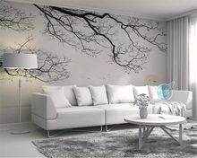 beibehang Custom wallpaper Nordic minimalist hand-painted snow falling branches sea landscape TV background wall 3d wallpaper 2024 - buy cheap