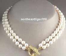 Jewe-collar con broche de perla blanca natural para mujer, joyería 925 de calidad fina, 2 filas, 8-9mm, venta al por mayor 2024 - compra barato