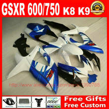 Plastic Fairings set for SUZUKI 08 09 10 GSXR 600/750 K8 white blue black fairing body kit GSXR600 GSXR750 2008 2009 2010 DV47 2024 - buy cheap
