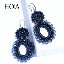 FLOLA  Handmade Vrouw Oorbellen Jewelry Bohemia Weaving Earrings With Crystal Beads Ethnic Oral Drop Earrings aretes ersm94 2024 - buy cheap