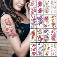 Пион сливы 3D цветок временные татуировки для женщин тату наклейка на руку Лилия Роза тело грудь искусство водонепроницаемые руки поддельные татуировки 2024 - купить недорого